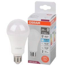 Лампа светодиодная LED Value Грушевидная 25Вт (замена 200Вт), 2000Лм, 6500К, цоколь E27 OSRAM