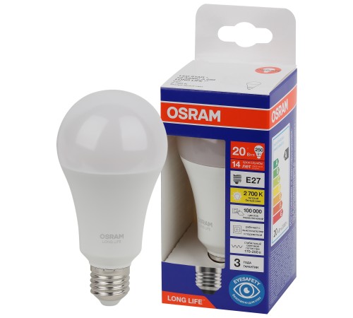 Лампа светодиодная LED 20Вт Е27 2700К 2452Лм груша 220В (замена 250Вт) OSRAM