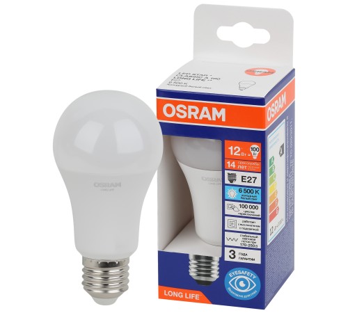 Лампа светодиодная LED 12Вт Е27 6500К 1055Лм груша 220В (замена 100Вт) OSRAM