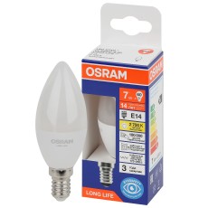 Лампа светодиодная LED 7Вт Е14 2700К 600Лм свеча 220В (замена 60Вт) OSRAM