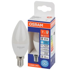 Лампа светодиодная LED 7Вт Е14 6500К 600Лм свеча 220В (замена 60Вт) OSRAM