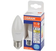 Лампа светодиодная LED 7Вт Е27 2700К 600Лм свеча 220В (замена 60Вт) OSRAM
