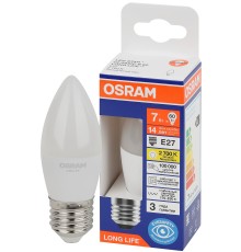 Лампа светодиодная LED 7Вт Е27 2700К 600Лм свеча 220В (замена 60Вт) OSRAM