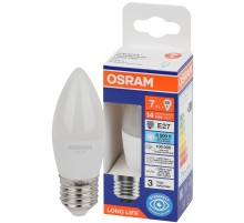 Лампа светодиодная LED 7Вт Е27 6500К 600Лм свеча 220В (замена 60Вт) OSRAM