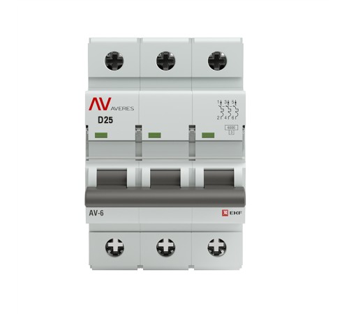 EKF mcb6-3-25D-av Выключатель автоматический AV-6 3P 25A (D) 6kA EKF AVERES
