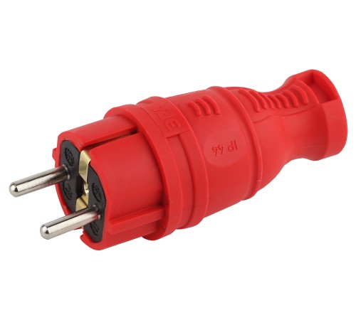 ЭРА Б0044547 Вилка ЭРА V8-RED-IP44 каучуковая с заземлением прямая 16A IP44 красная
