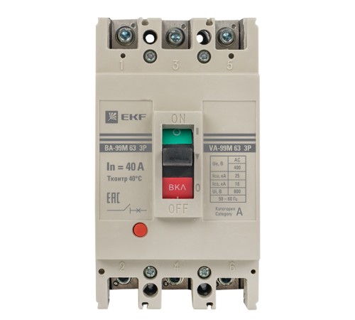 EKF mccb99-63-40m E Выключатель автоматический ВА-99М 63/40A 3P 25kA EKF PROxima EKF mccb99-63-40m E Выключатель автоматический ВА-99М 63/40A 3P 25kA EKF PROxima