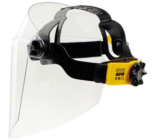 Щиток защитный лицевой НБТ2 ВИЗИОН TITAN (прозрачный козырек из ударопрочного и термостойкого материала STRONG, экран из ударопрочного и термостойкого поликарбоната 2 мм (220х385мм), крепление RAPID с мягким обтюратором,-50°C + 130°C ) РОСОМЗ 424390