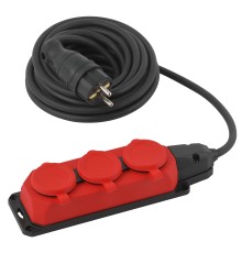 Удлинитель силовой UK-3e-3x1,5-5m-IP44(KG) с заземлением 3 розетки каучук 5м КГ 3х1,5мм2 IP44