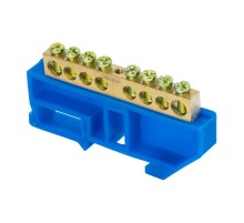 EKF sn0-63-08-d Шина "0" N (6х9мм) 8 отверстий латунь синий изолятор на DIN-рейку EKF PROxima
