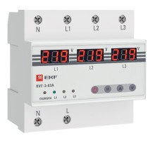 Реле выбора фаз с дисплеем EKF RVF-3-63А PROxima