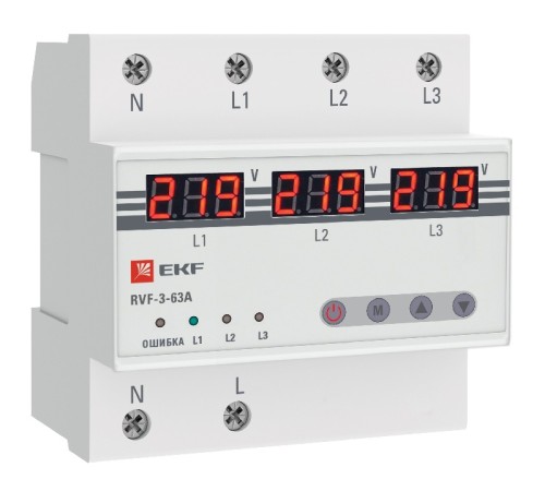 Реле выбора фаз с дисплеем EKF RVF-3-63А PROxima
