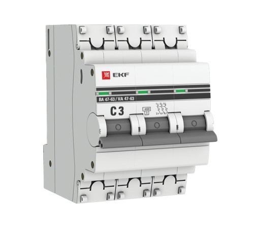 EKF mcb4763-3-03C-pro Автоматический выключатель 3P 3А (C) 4,5kA ВА 47-63 EKF PROxima EKF mcb4763-3-03C-pro Автоматический выключатель 3P 3А (C) 4,5kA ВА 47-63 EKF PROxima