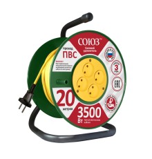 Удлинитель ТМ Союз силовой на катушке с 4  гнезда 3500 Вт 20м