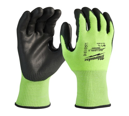 Перчатки защитные Milwaukee Hi-Vis Cut level 3/C 9/L (4932478132)