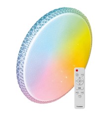 Светильник светодиодный ДБО-75 настенно-потолочный управляемый MYSTERY RGB 230В 3000-6500K 6000Лм 495x85мм с RGB подсветкой