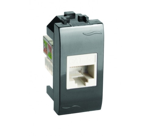 Компьютерная розетка RJ45 кат.5e, Brava, черная, 1 мод DKC 77654N