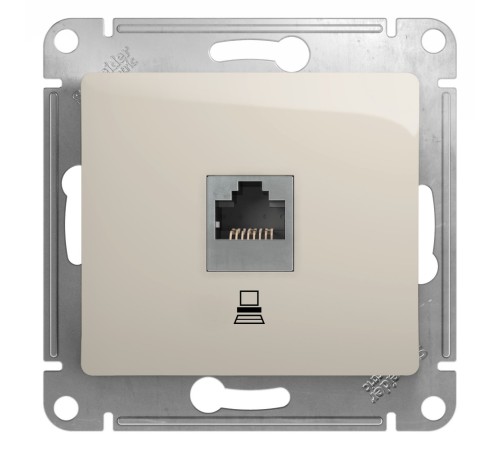 GLOSSA розетка компьютерная RJ45 кат.5E механизм молочный GLOSSA розетка компьютерная RJ45 кат.5E механизм молочный