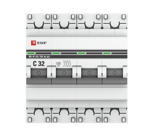 EKF mcb4763-4-32C-pro Автоматический выключатель 4P 32А (C) 4,5kA ВА 47-63 EKF PROxima EKF mcb4763-4-32C-pro Автоматический выключатель 4P 32А (C) 4,5kA ВА 47-63 EKF PROxima