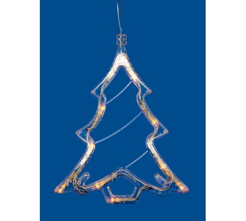 Фигура светодиодная Ёлочка на батарейках 3AAA (не в/к) 18х19см Подвесная 10 светодиодов Теплый Провод прозрачный