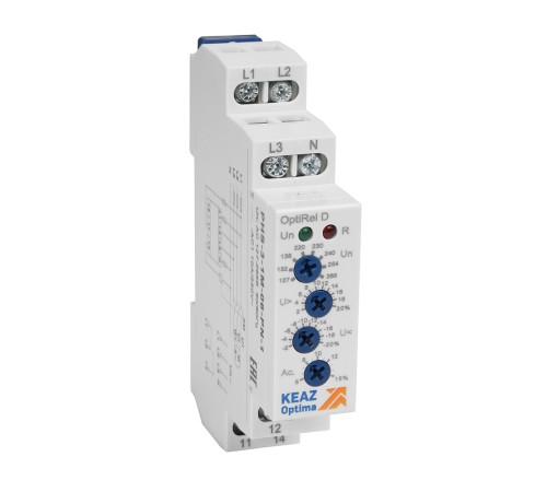 Реле контроля фаз OptiRel D PHS-3-1M-06-PN-2 повышенного/пониженного настр асимметрии 3Ф+N 2CО