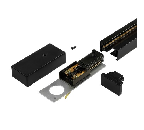 Шинопровод чёрный 2м PTR 2M-BL с токоподводом и заглушкой Jazzway JazzWay 5010710