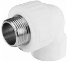 Угольник комбинированный 25x3/4'НР переходной, полипропиленовый PPR, белый