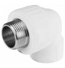 Угольник комбинированный 25x1/2'НР переходной, полипропиленовый PPR, белый