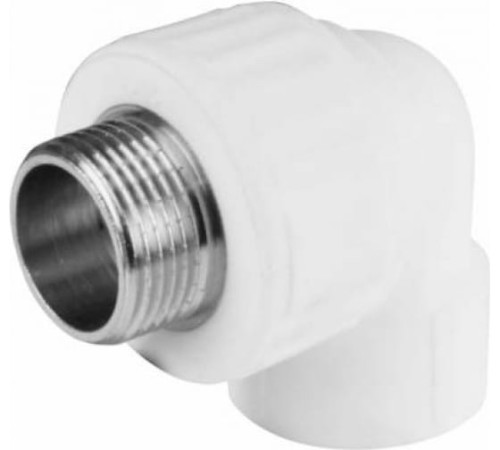 Угольник комбинированный 25x1/2'НР переходной, полипропиленовый PPR, белый
