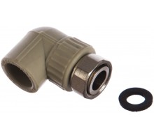 Угольник комбинированный 20x1/2'ВР с накидной гайкой, переходной, полипропиленовый PPR, белый