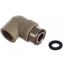 Угольник комбинированный 20x1/2'ВР с накидной гайкой, переходной, полипропиленовый PPR, белый