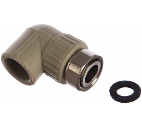 Угольник комбинированный 20x1/2'ВР с накидной гайкой, переходной, полипропиленовый PPR, белый