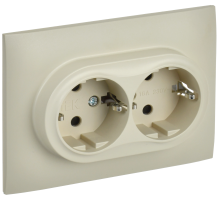 SKANDY Розетка 2-местная с заземлением с защитными шторками 16А в сборе SK-R07B бежевый IEK
