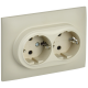SKANDY Розетка 2-местная с заземлением с защитными шторками 16А в сборе SK-R07B бежевый IEK