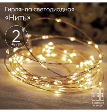 ЭРА Б0041891 ENIN-2B ЭРА Гирлянда LED Нить 2 м теплый свет, АА, IP20