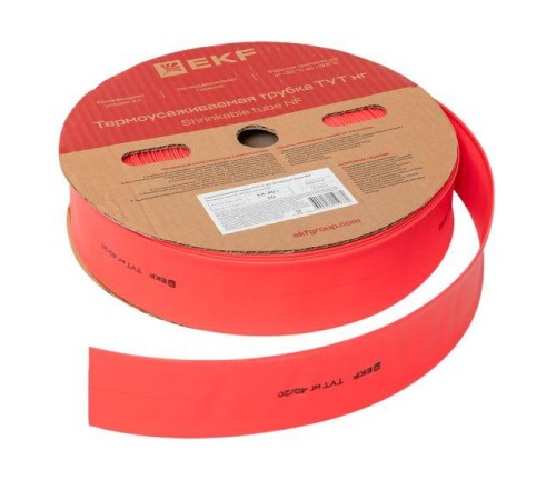 Трубка термоусаживаемая ТУТ нг 40/20 красная рулон EKF PROxima