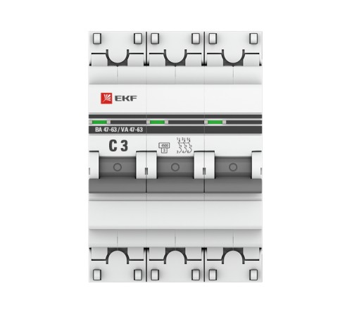 EKF mcb4763-3-03C-pro Автоматический выключатель 3P 3А (C) 4,5kA ВА 47-63 EKF PROxima EKF mcb4763-3-03C-pro Автоматический выключатель 3P 3А (C) 4,5kA ВА 47-63 EKF PROxima