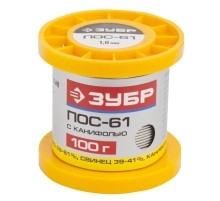 ЗУБР Припой, ПОС 61, трубка с канифолью, 100г, 1мм [55450-100-10C]