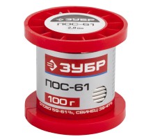 ЗУБР Припой, ПОС 61, проволока, 100г, 2мм [55450-100-20]