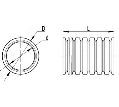 Труба гофрированная DN48мм ПВ-0 Dвн 47.4мм Dнар 54.5мм с протяжкой темно-серая полиамид