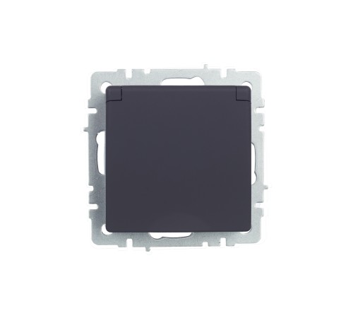 BRITE Розетка одинарная с заземлением с защитными шторками и крышкой 16А IP44 РСбш10-3-44-БрГ графит