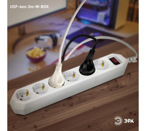 Эра Б0037262 Сетевой фильтр USF-6es-3m-W-BOX базовая защита, с/з, с выкл, 6гн, 3м, ПВС, 10А, белый Эра Б0037262 Сетевой фильтр USF-6es-3m-W-BOX базовая защита, с/з, с выкл, 6гн, 3м, ПВС, 10А, белый