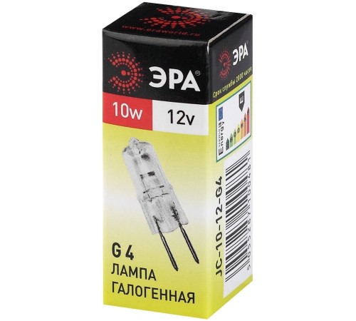Лампа накаливания галогенная G4-JC-10W-12V (галоген, капсула, 10Вт, нейтр, G4) (100/1000/35000)