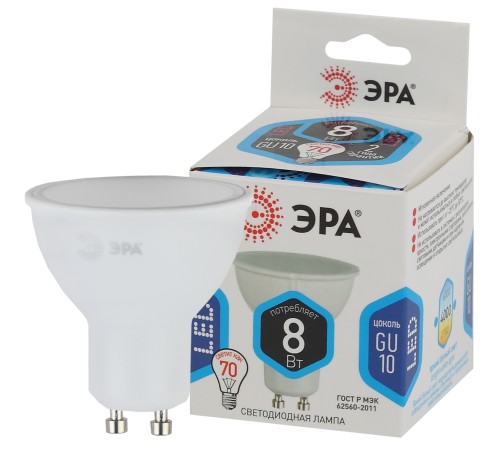 ЭРА Б0036729 Лампочка светодиодная STD LED MR16-8W-840-GU10 GU10 8Вт софит нейтральный белый свет ЭРА Б0036729 Лампочка светодиодная STD LED MR16-8W-840-GU10 GU10 8Вт софит нейтральный белый свет