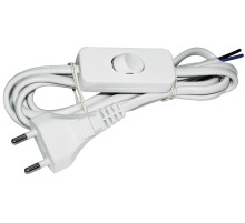Iek WUP20-02-K01 Шнур УШ-1КВ опрессованный с вилкой со встроенным выключателем 2х0,75/2метра, белый ИЭК