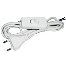 Iek WUP20-02-K01 Шнур УШ-1КВ опрессованный с вилкой со встроенным выключателем 2х0,75/2метра, белый ИЭК