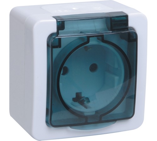 Розетка силовая IEK Гермес PLUS (ERMP12-K03-16-54-EC) откр. зазем. крыш. IP54 белый/серый (упак.:1шт)