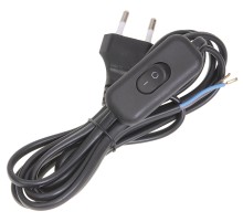 Iek WUP20-02-K02 Шнур УШ-1КВ опрессованный с вилкой со встроенным выключателем  2х0,75/2метра, черный ИЭК