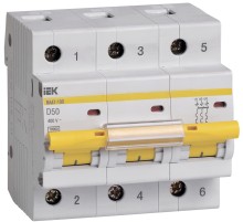 Iek MVA40-3-050-D Авт. выкл.ВА47-100 3Р 50А 10кА х-ка D ИЭК