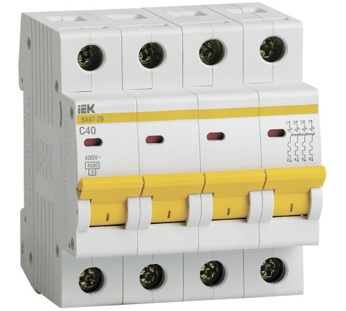 Iek MVA20-4-040-C Авт. выкл.ВА47-29 4Р 40А 4,5кА х-ка С ИЭК Iek MVA20-4-040-C Авт. выкл.ВА47-29 4Р 40А 4,5кА х-ка С ИЭК